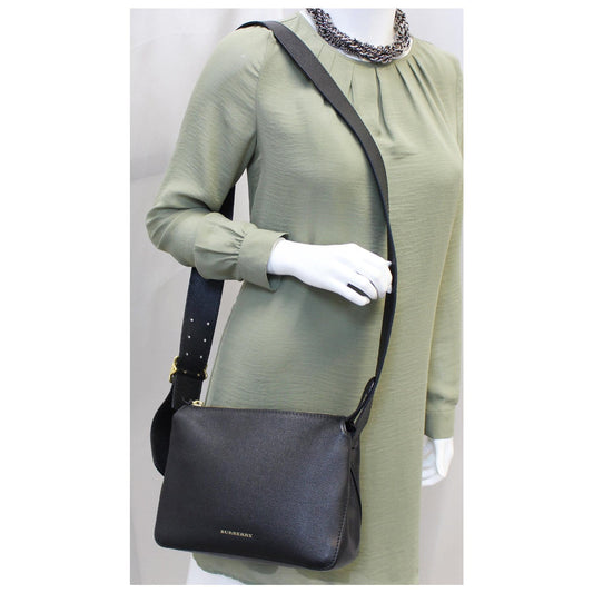 BURBERRY Helmsley House Check Grained Leather Crossbody Bag