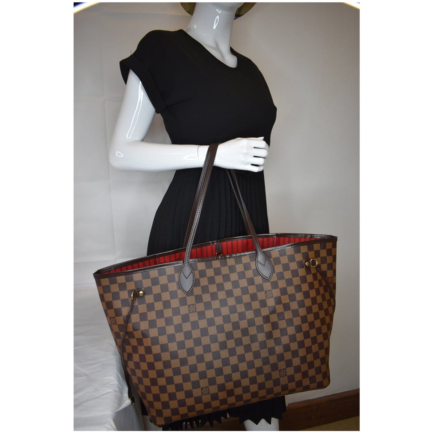 LOUIS VUITTON Neverfull GM Damier Ebene Shoulder Bag Brown