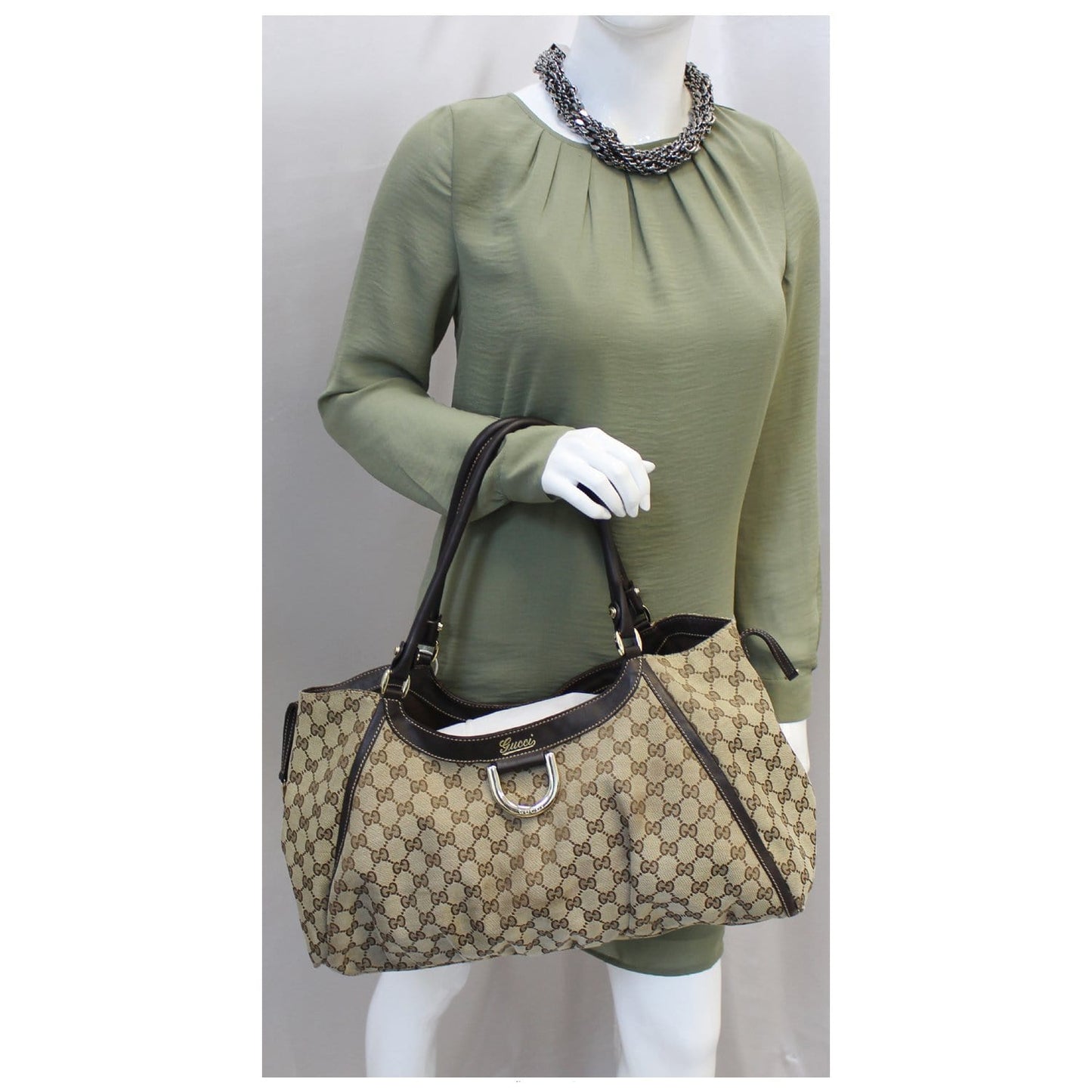 GUCCI Abbey D Ring GG Canvas Large Hobo Bag 189835