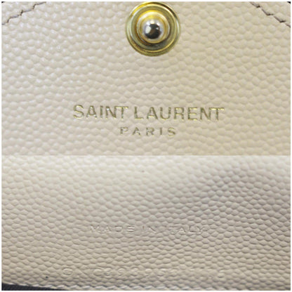 SAINT LAURENT Grain De Poudre Monogram Chain Wallet Powder