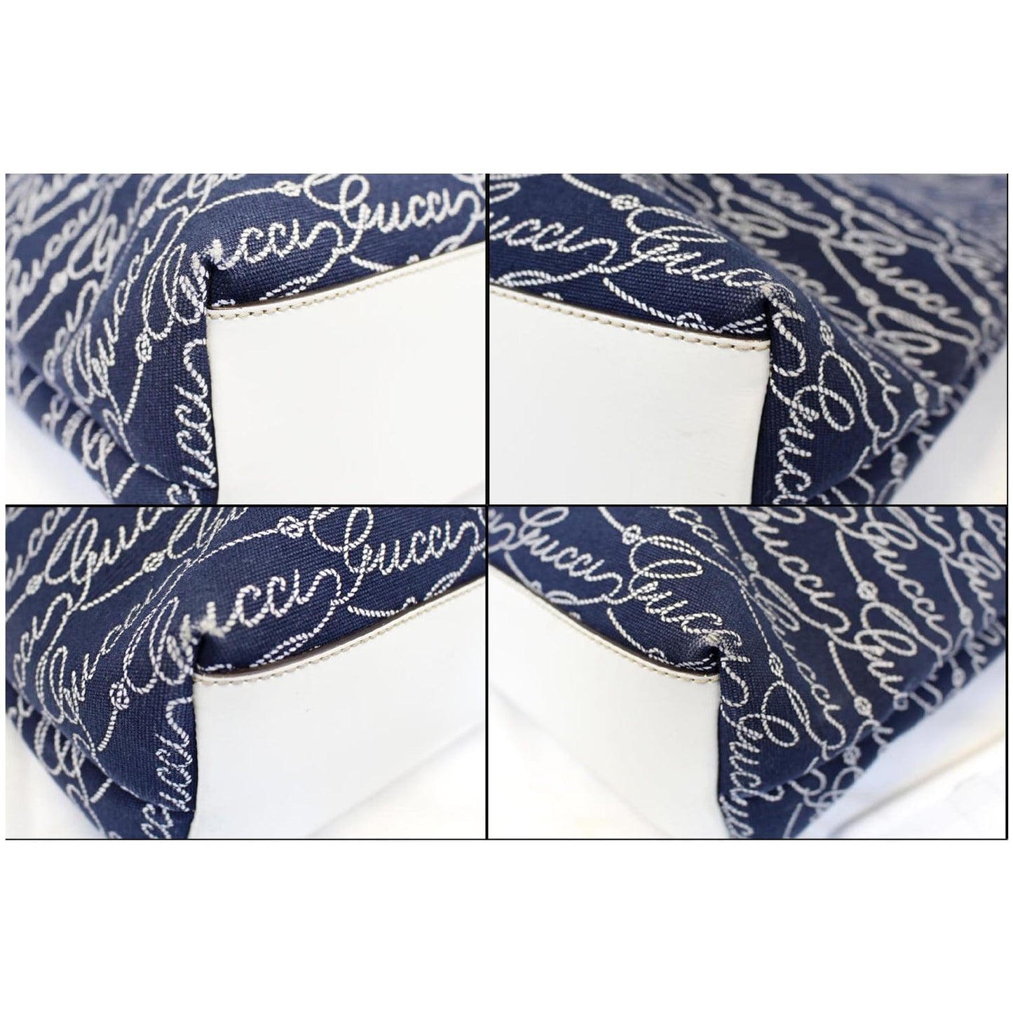 GUCCI Large Blue Canvas White Script Tote Bag 257245