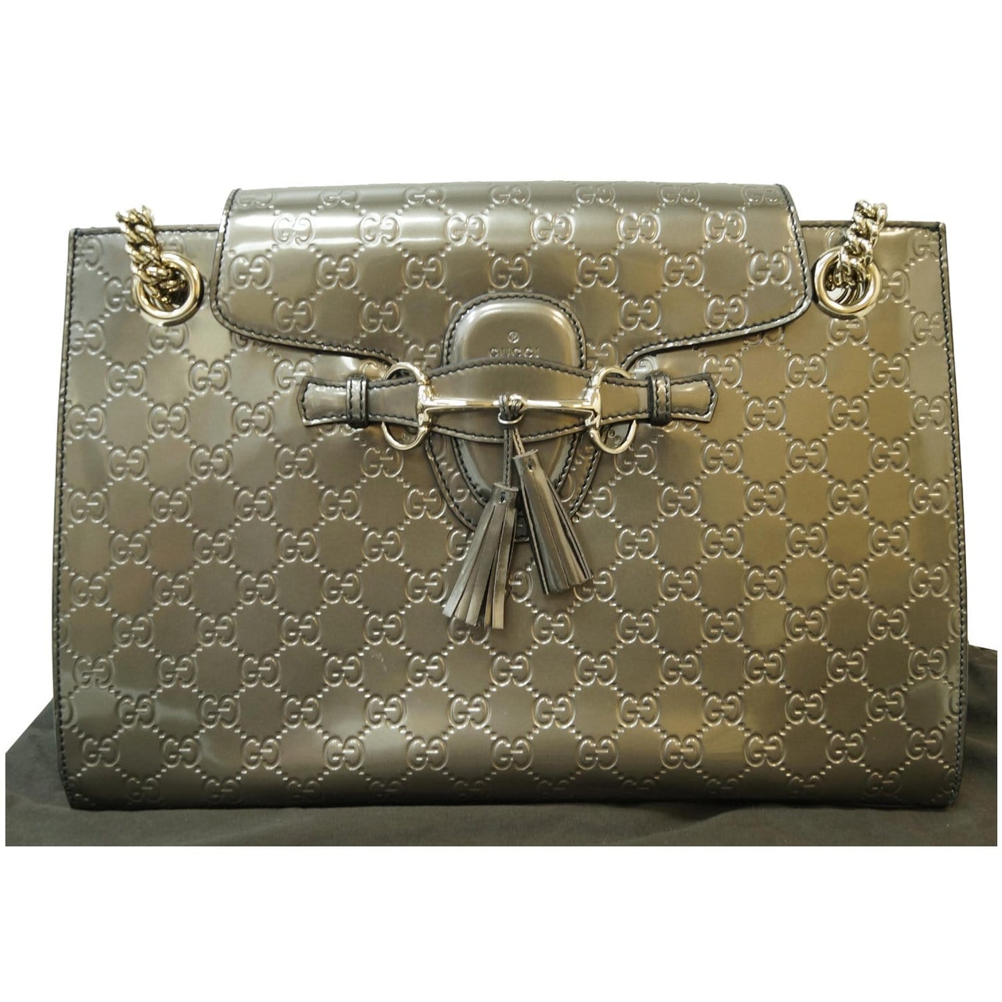 GUCCI Emily Large Guccissima Chain Shoulder Bag Grey 295403