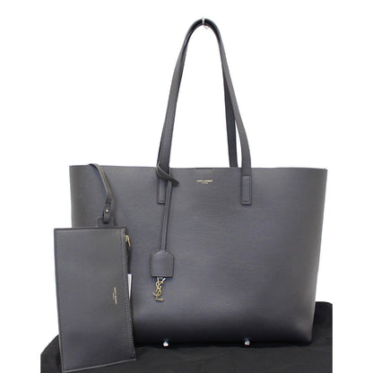Yves Saint Laurent Leather Shopping Tote Bag Grey