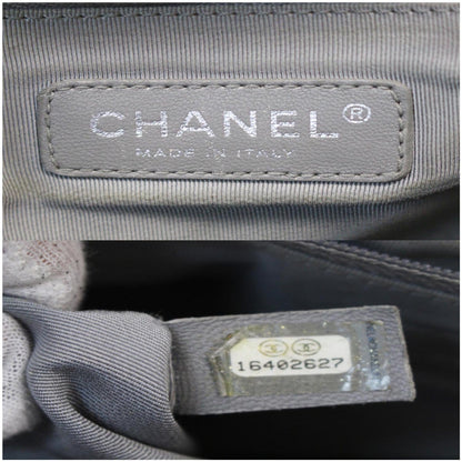 CHANEL Large Boy Glazed Calfskin Leather Shoulder Bag Black