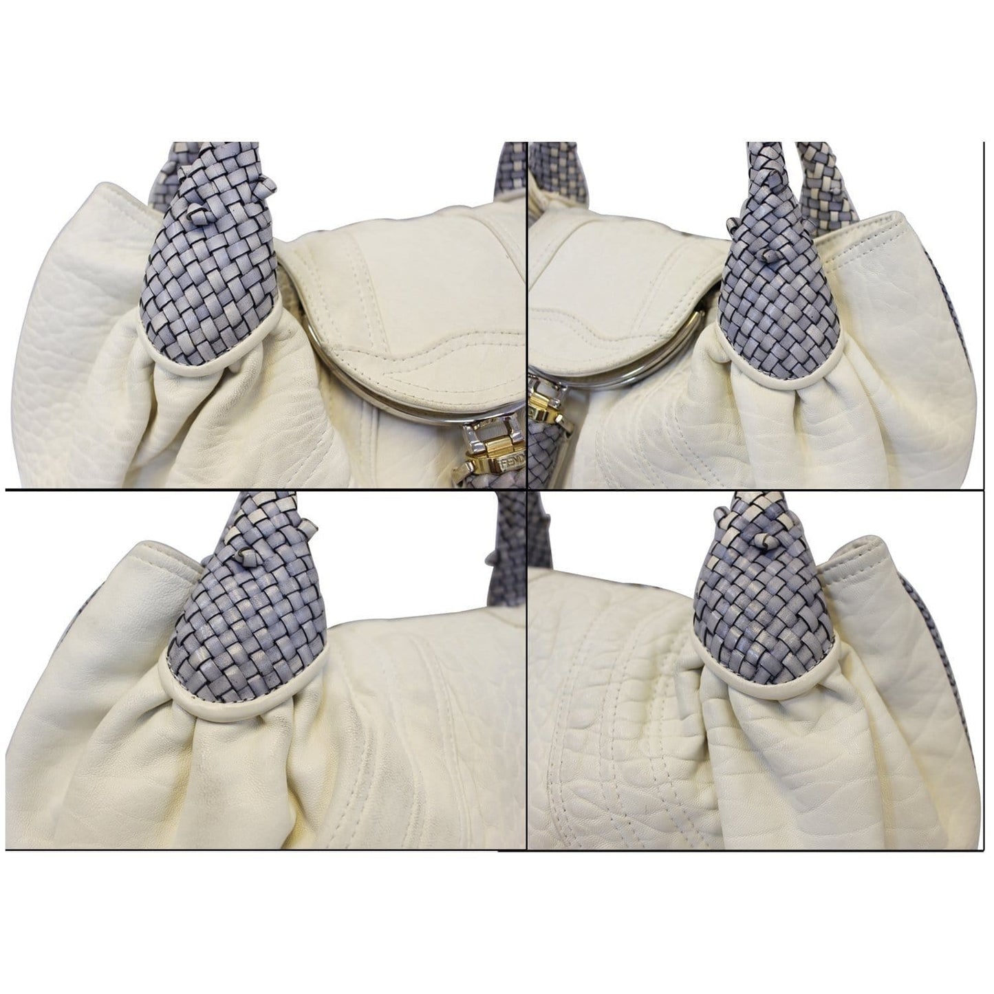 FENDI Spy Nappa Leather Satchel Bag White