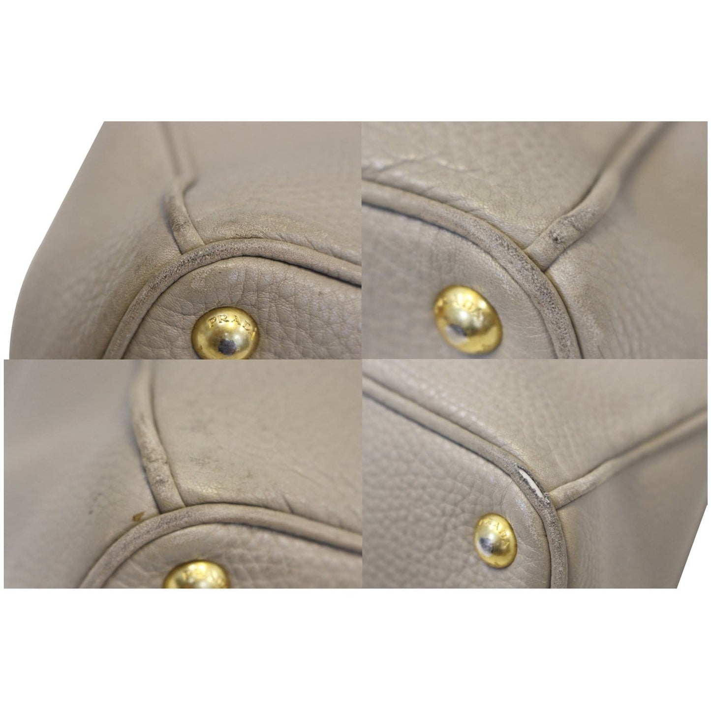 PRADA Pebbled Leather Large Tote Bag Grey