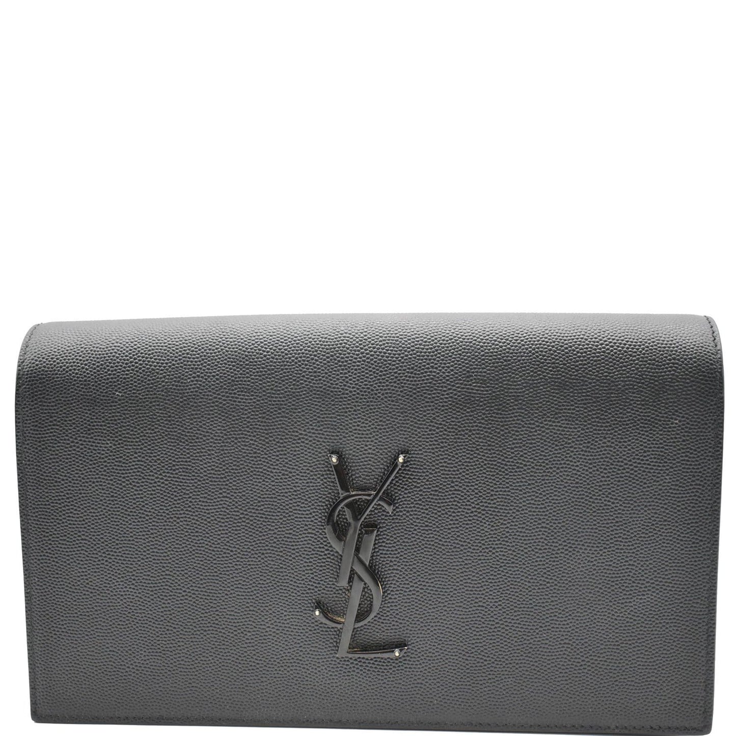 YVES SAINT LAURENT Kate Pebbled Leather Clutch Wallet Black