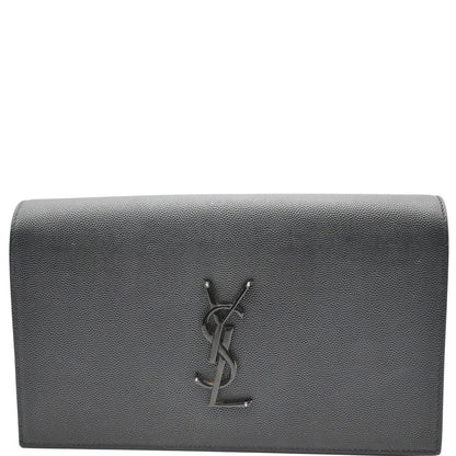 YVES SAINT LAURENT Kate Pebbled Leather Clutch Wallet Black