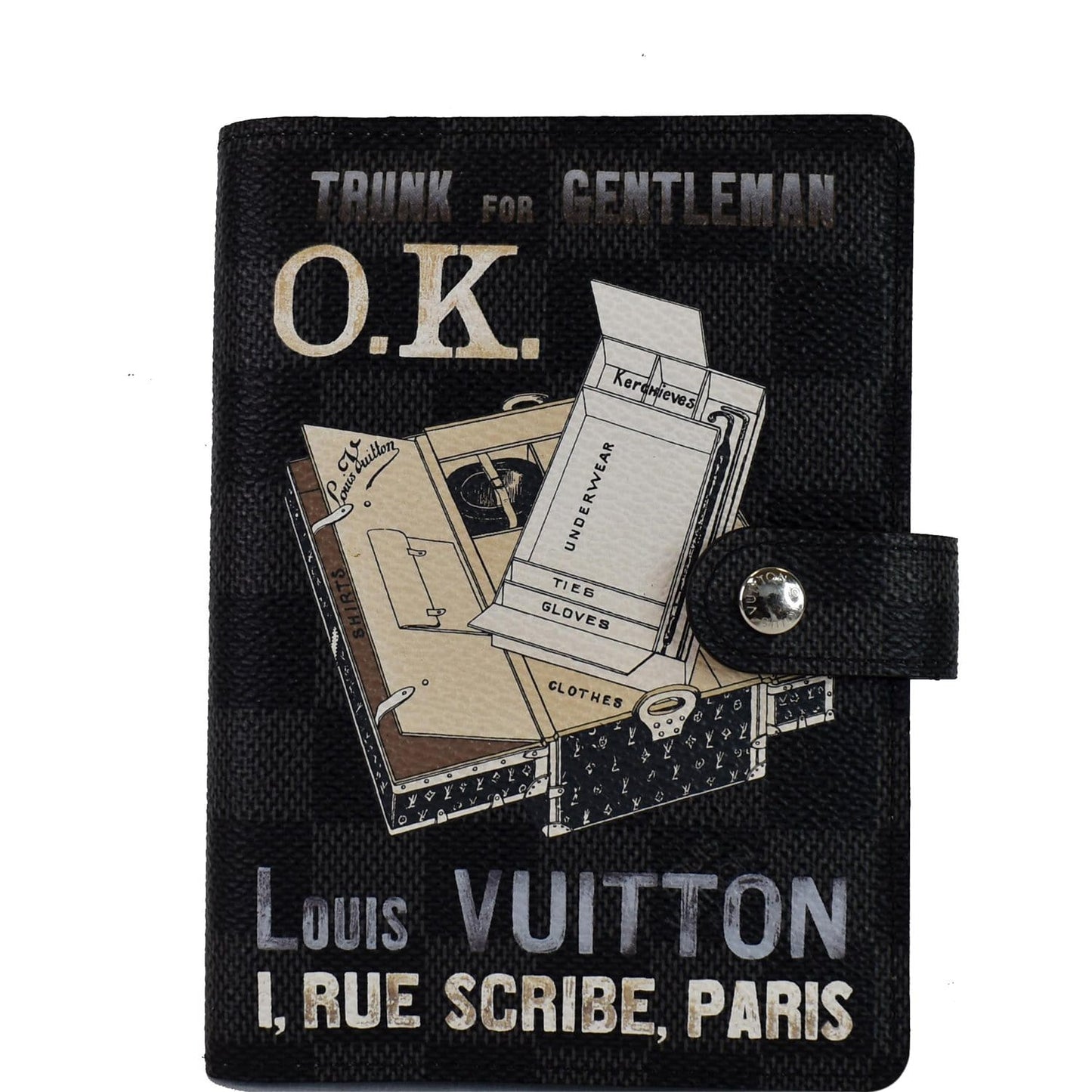 LOUIS VUITTON Damier Graphite I Rue Scribe Small Ring Agenda Cover Black