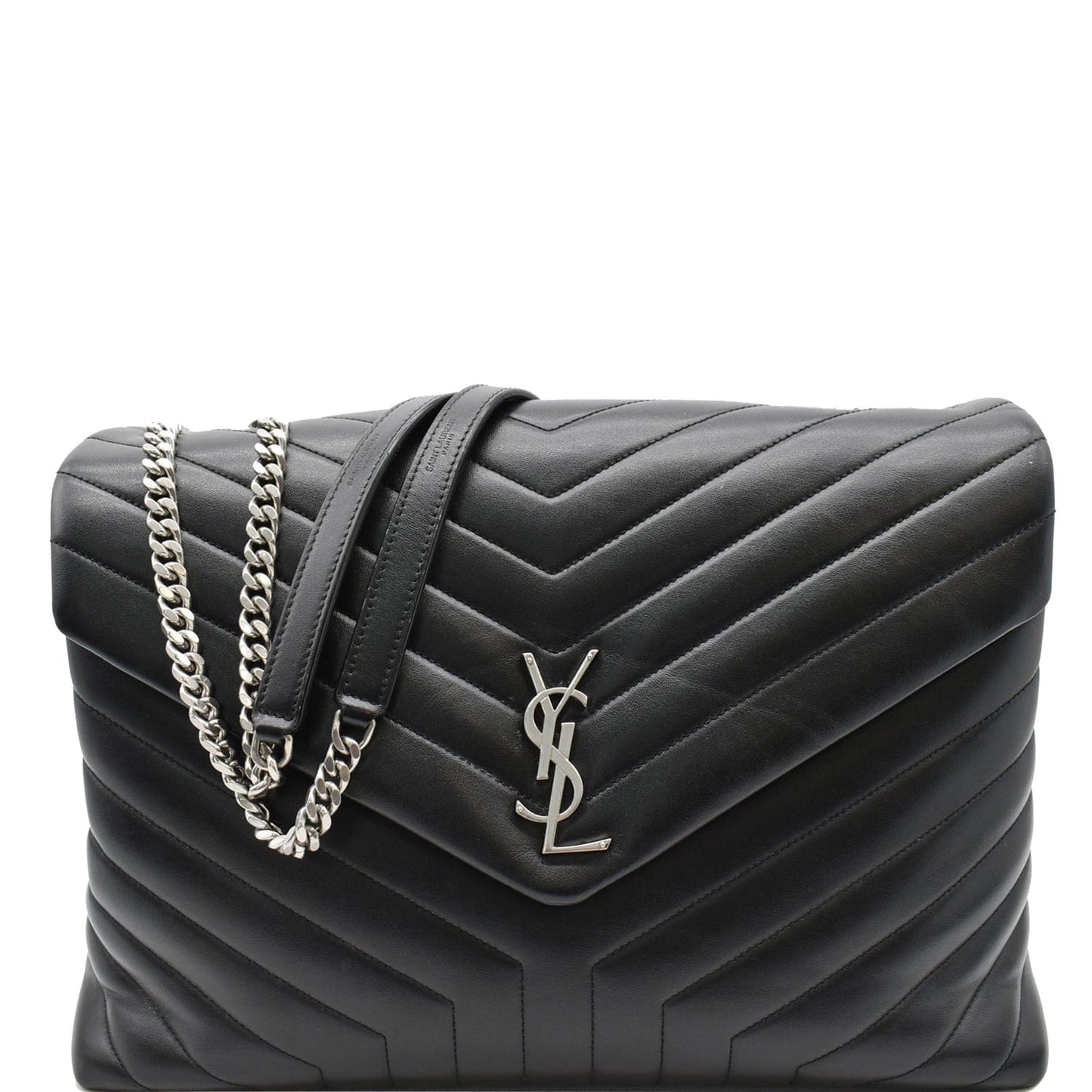 YVES SAINT LAURENT Large Loulou Matelasse Leather Chain Shoulder Bag Black