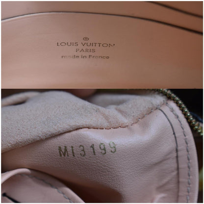 LOUIS VUITTON Double Zip Pochette Damier Ebene Crossbody Bag Brown
