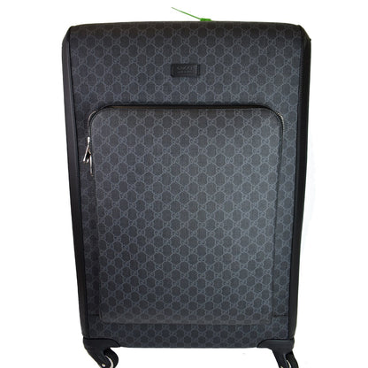 GUCCI Supreme Monogram Large Four Wheel Suitcase Travel Bag Black 474349