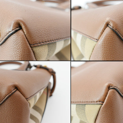 BURBERRY Banner Medium House Check Tote Bag Tan