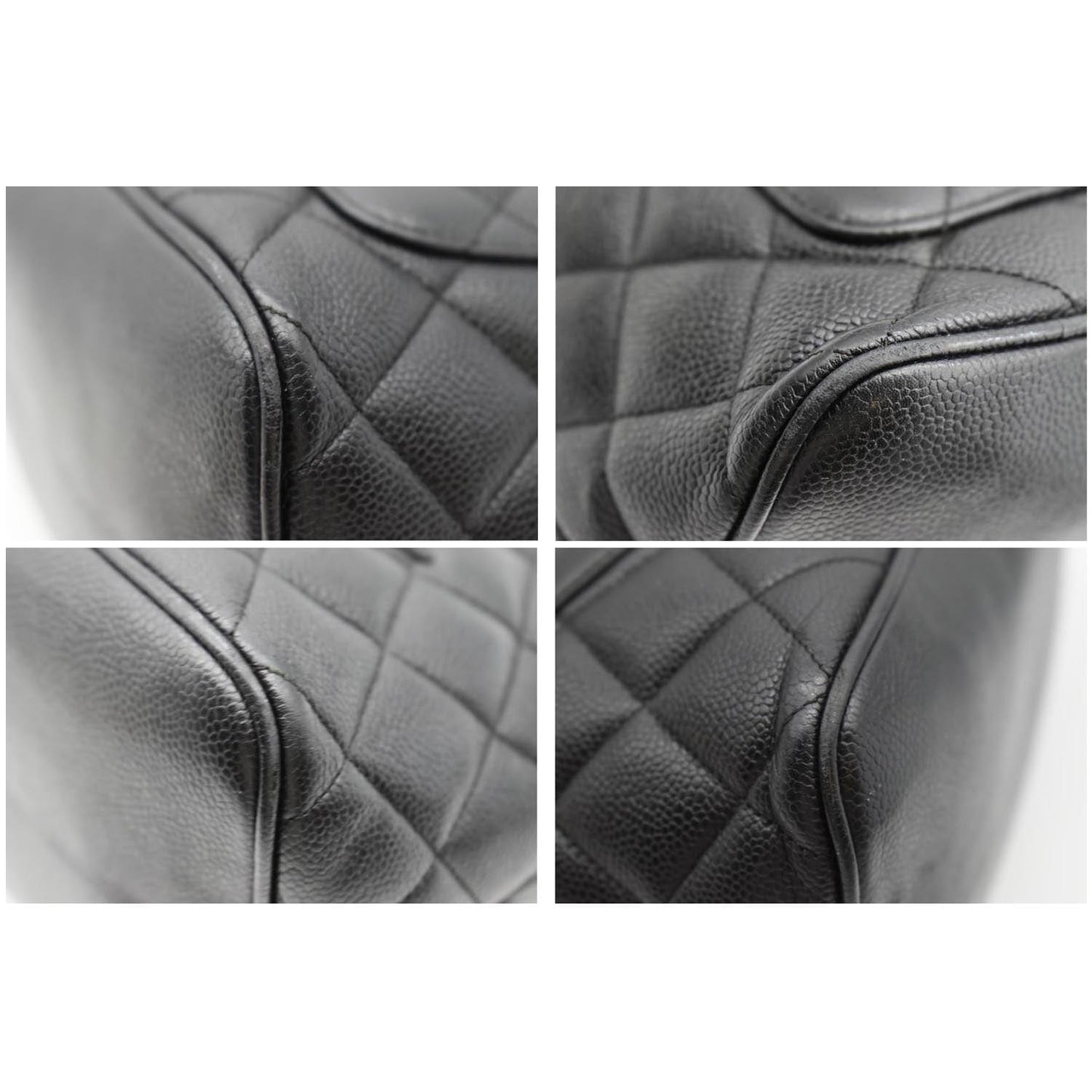 CHANEL Medallion Quilted Caviar Leather Tote Bag Black