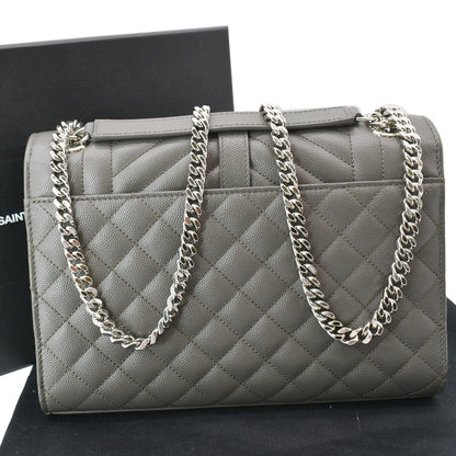 YVES SAINT LAURENT Envelope Chain Medium Mix Matelassé Leather Crossbody Bag Grey