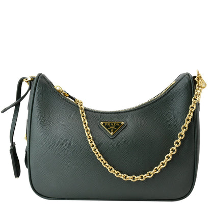 PRADA Re-Edition 2005 Saffiano Leather Shoulder Bag Emerald Green