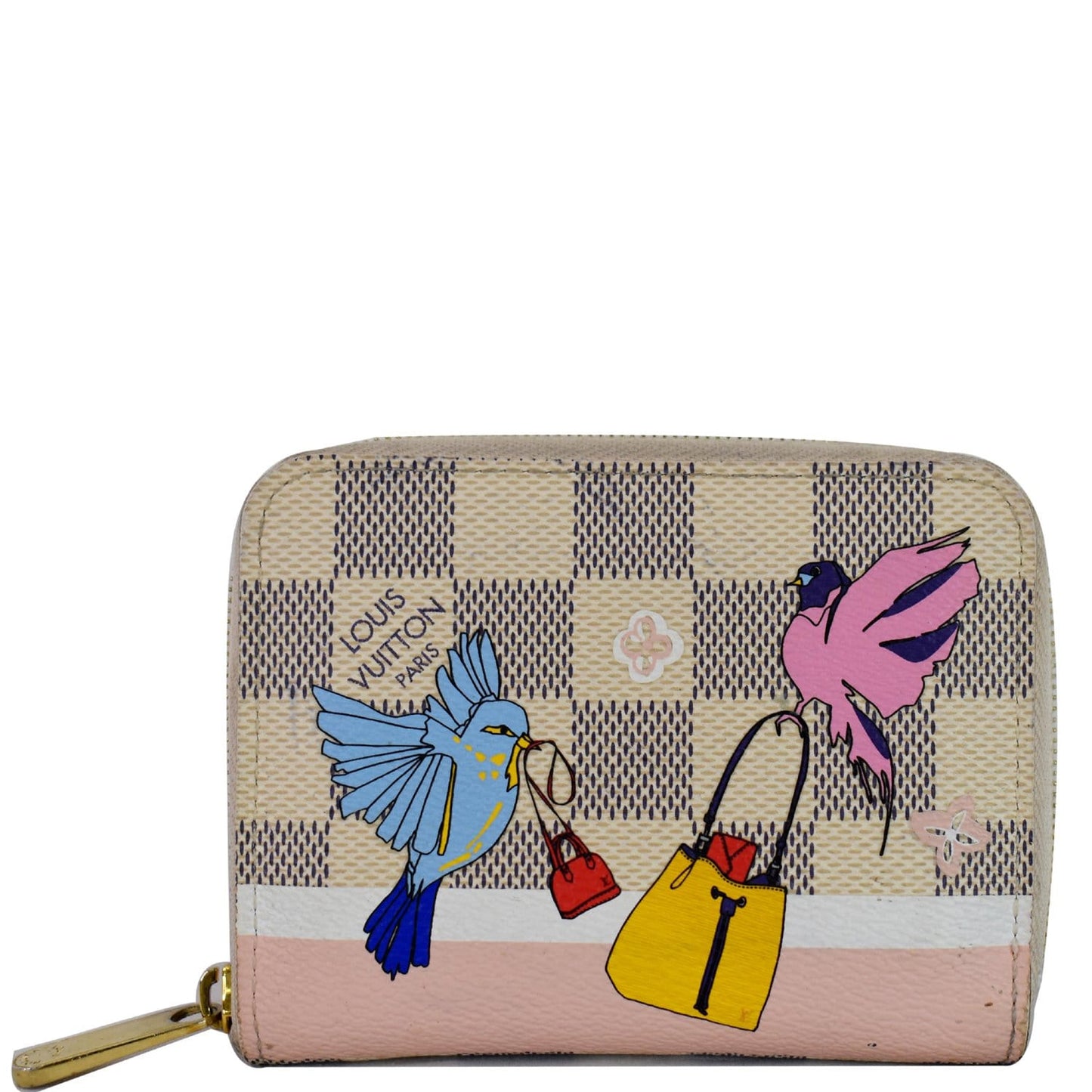 LOUIS VUITTON Birds Zippy Damier Azur Coin Purse White
