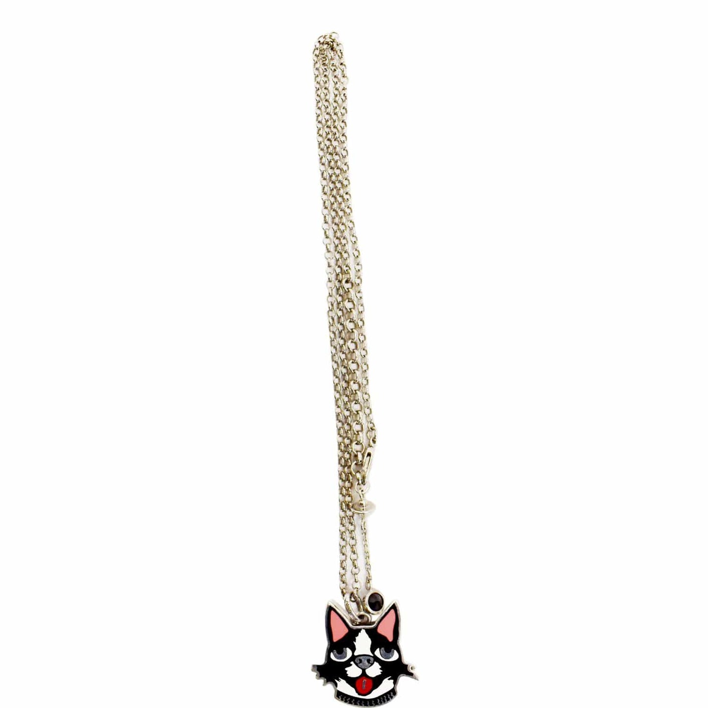 GUCCI Sterling Silver Enamel Bosco Pendant Necklace