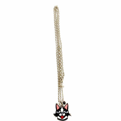 GUCCI Sterling Silver Enamel Bosco Pendant Necklace