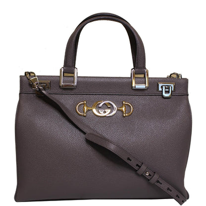 Gucci Zumi Medium Grainy Leather Top Handle Bag Dusty Grey 564714