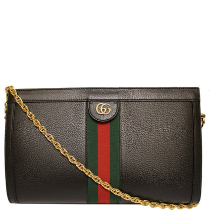 GUCCI Ophidia GG Medium Leather Shoulder Bag Black 503876
