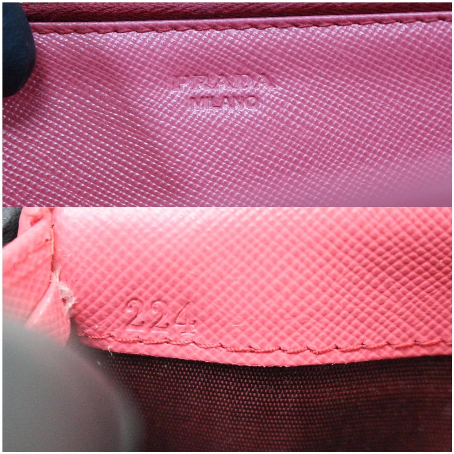 PRADA Saffiano Metal Leather Wallet on Chain Crossbody Bag Pink