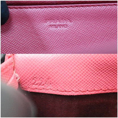 PRADA Saffiano Metal Leather Wallet on Chain Crossbody Bag Pink