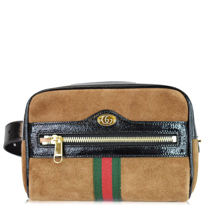 GUCCI Ophidia Small Suede Web Belt Waist Bag Brown 517076
