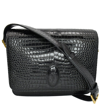 YVES SAINT LAURENT New Besace Embossed Leather Crossbody Bag Black