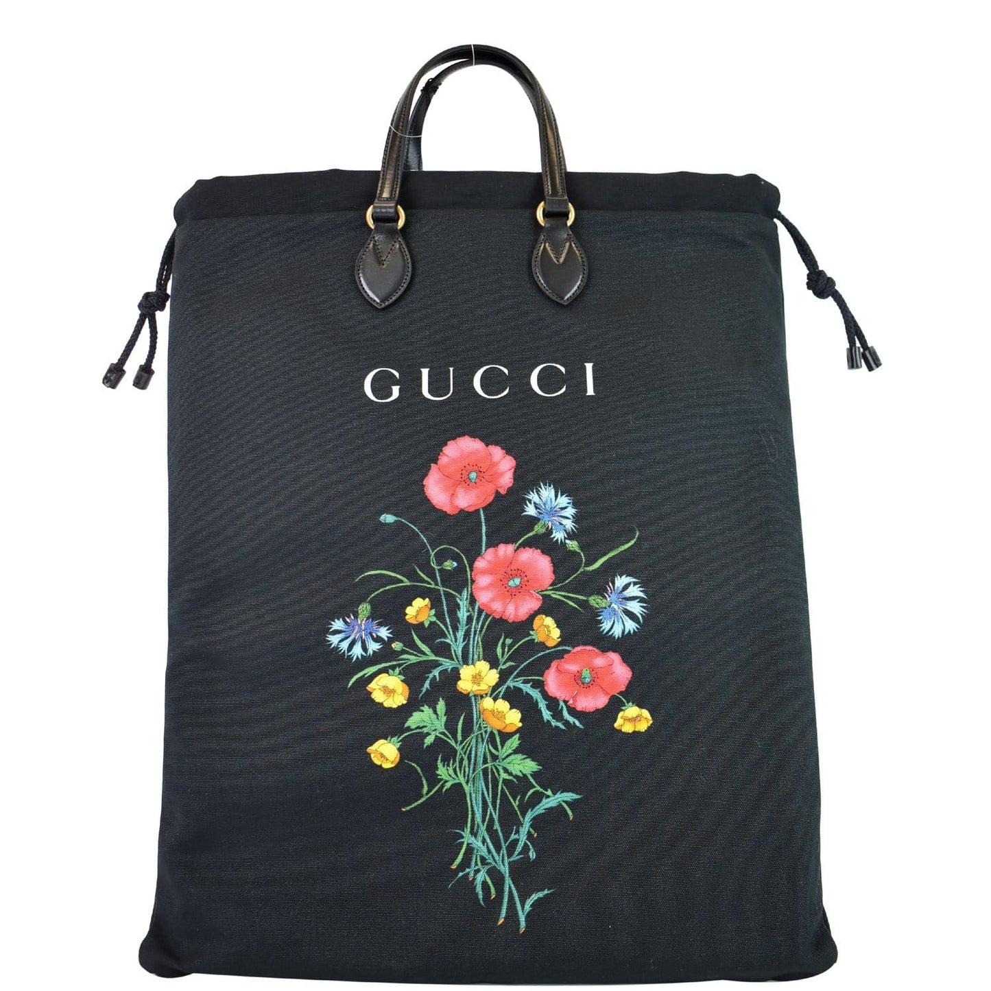 GUCCI Marmont Chateau Canvas Drawstring Tote Bag Black 552403 - Last Call