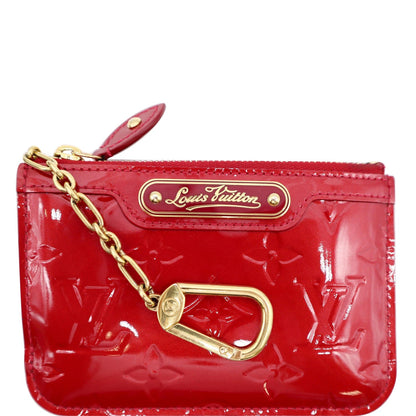 LOUIS VUITTON Pochette Key Cles Monogram Vernis Coin Case Red