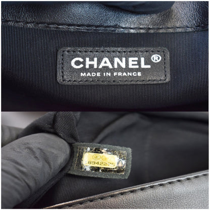 CHANEL Boy Enchained Medium Calfskin Leather Flap Shoulder Bag Black