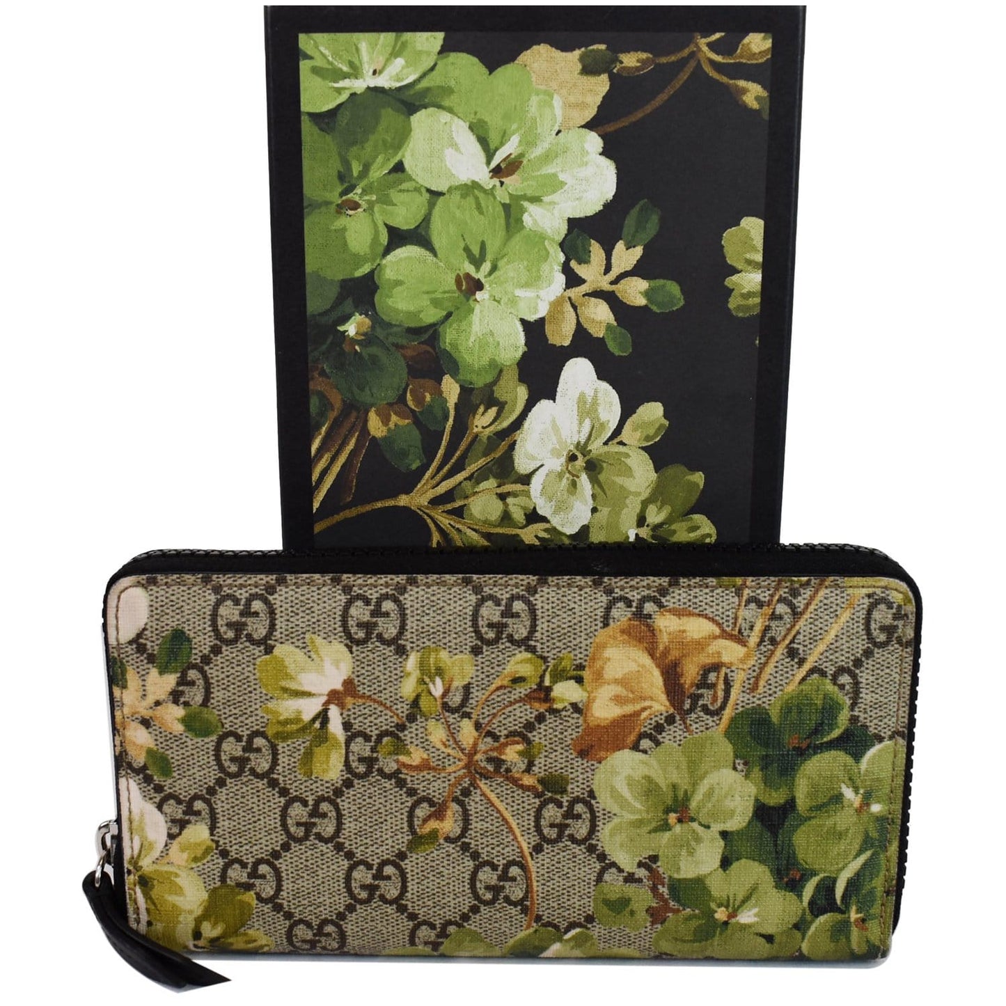 GUCCI Blooms Zip Around GG Canvas Wallet 408665 Beige