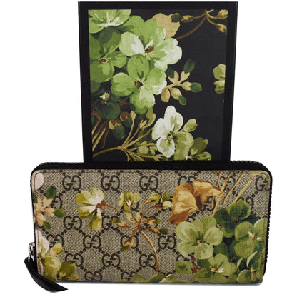 GUCCI Blooms Zip Around GG Canvas Wallet 408665 Beige