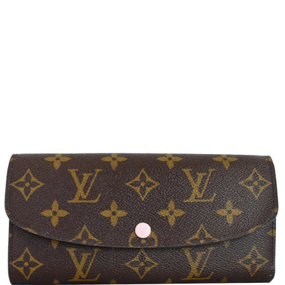 LOUIS VUITTON Emilie Monogram Canvas Wallet Brown