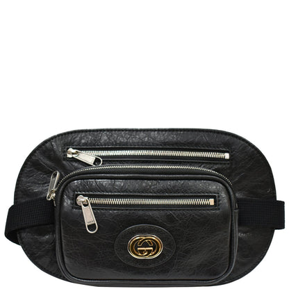 GUCCI Morpheus GG Interlocking Logo Leather Belt Bag Black 575857 - 25% OFF