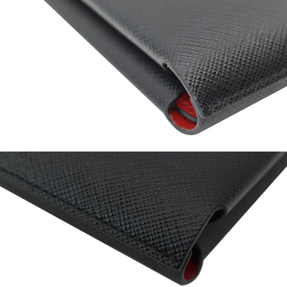 PRADA Document Holder Saffiano Leather Pouch Black