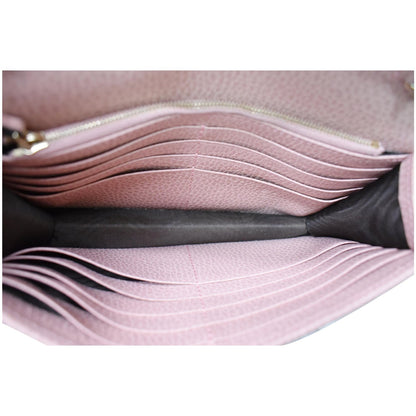 GUCCI Dollar Interlocking G Calfskin Leather Chain Wallet Crossbody Bag Soft Pink 510314