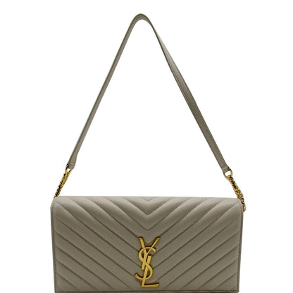 YVES SAINT LAURENT Kate Supple 99 Lambskin Leather Chain Shoulder Bag Light cream