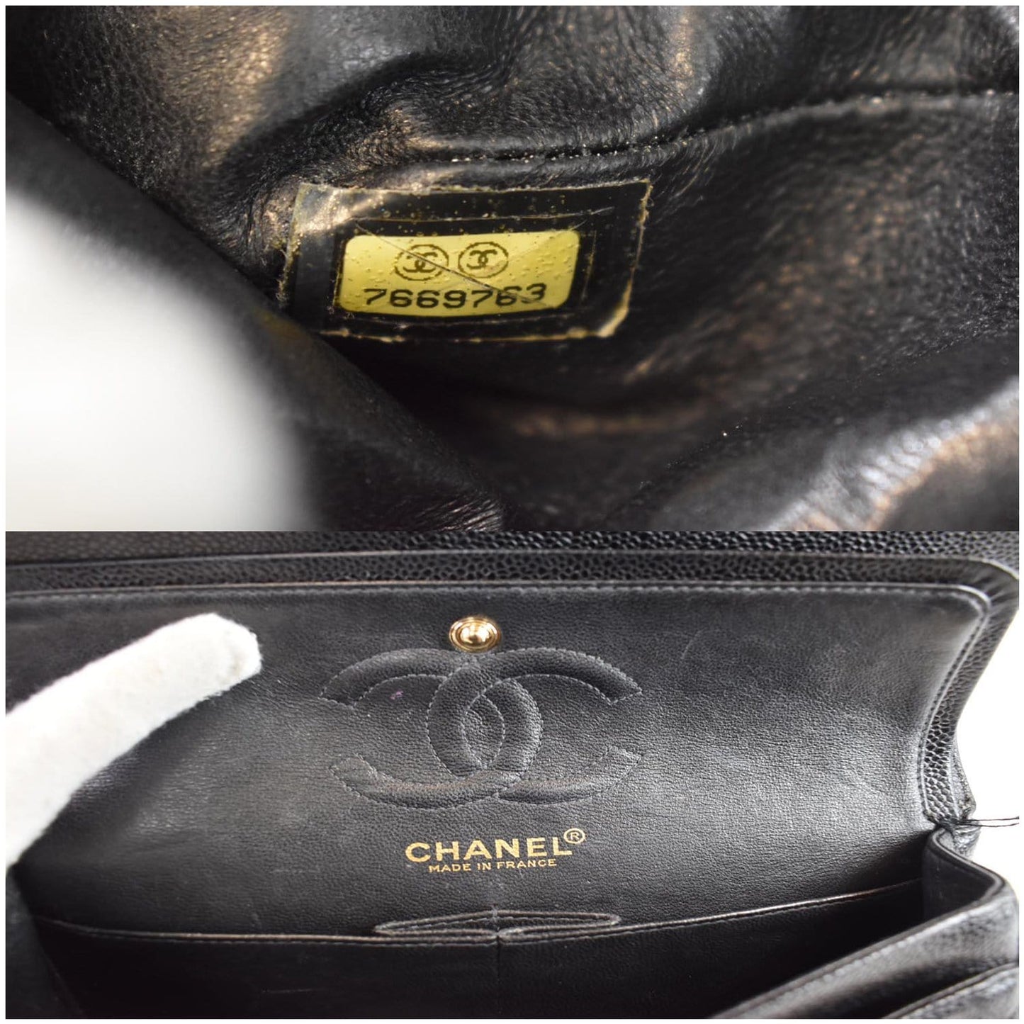 CHANEL Small Double Flap Caviar Quilted Leather Shoulder Bag Black
