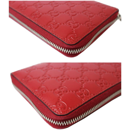 GUCCI Signature Continental Guccissima Zip Around Wallet Red 233194