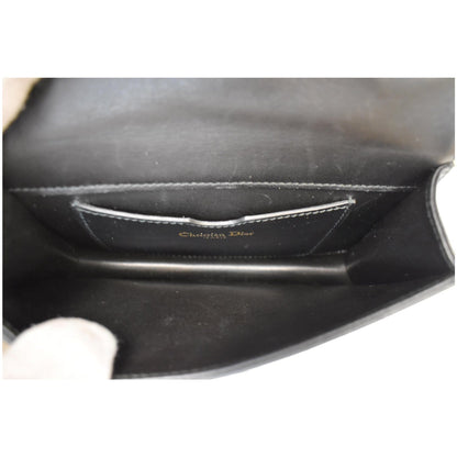 CHRISTIAN DIOR Bee Leather Pouch Clutch Bag Black