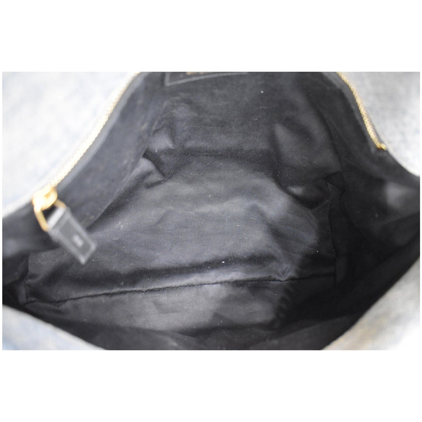 YVES SAINT LAURENT Vintage Puffer Medium Denim Canvas Shoulder Bag Blue