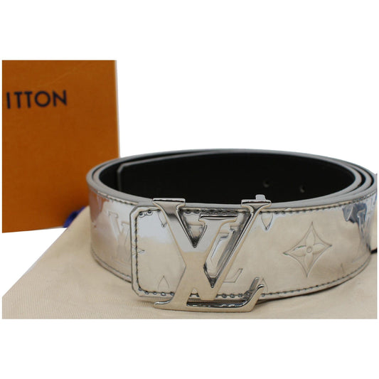 LOUIS VUITTON LV Initiales Mirror Reversible Monogram Belt Metallic Silver