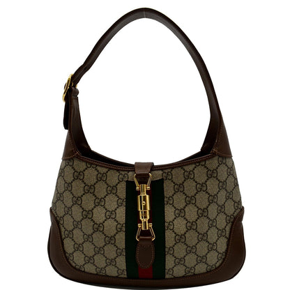 GUCCI Jackie 1961 Small GG Supreme Canvas Leather Hobo Bag Beige 636706