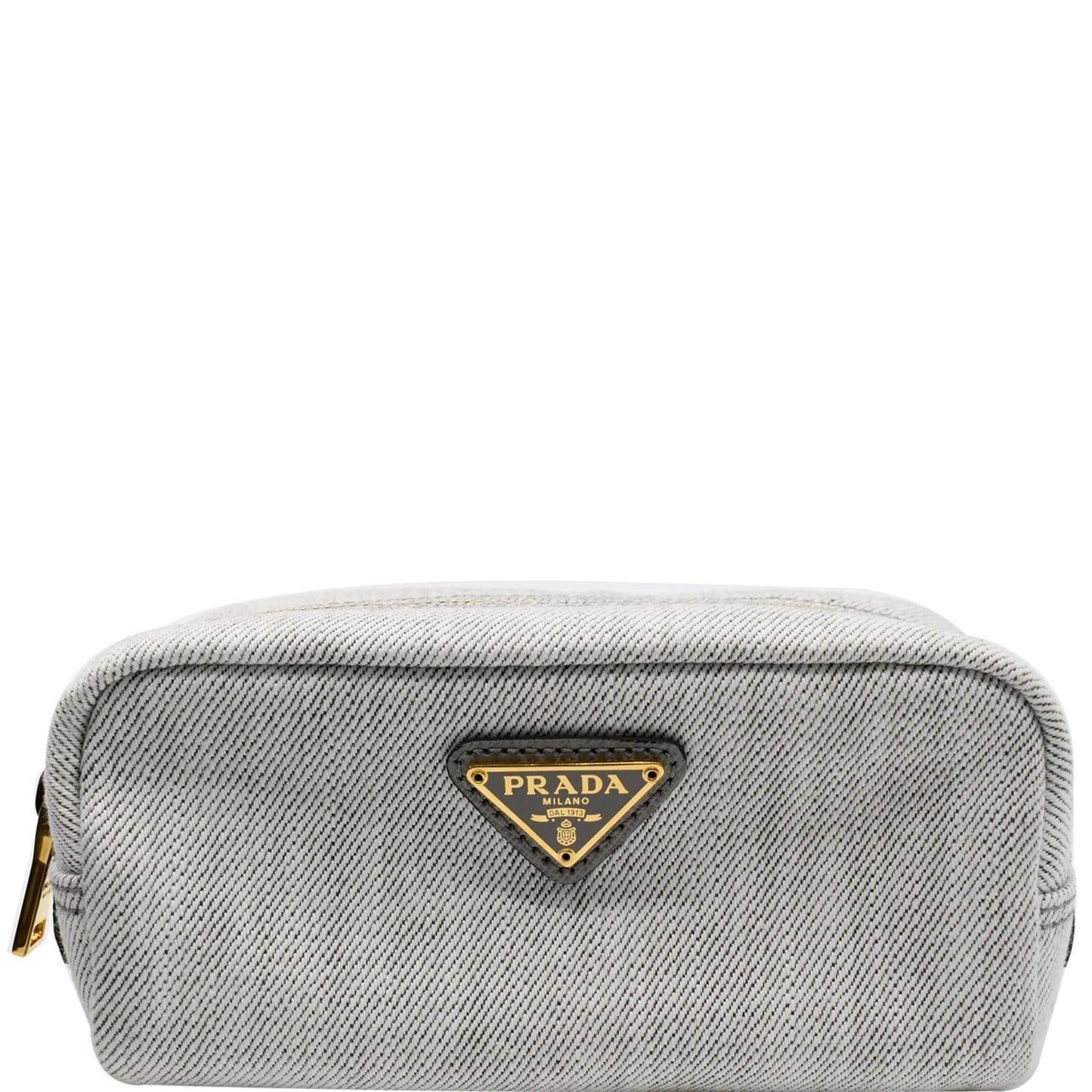 PRADA Milano Denim Canvas Pouch Bag Grey - 10% OFF