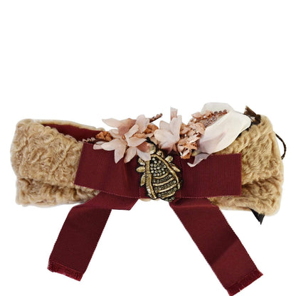 GUCCI Fur Beetle Headband Beige