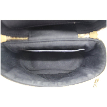 YVES SAINT LAURENT 80's Vanity Quilted Grain De Poudre Leather Shoulder Bag Black