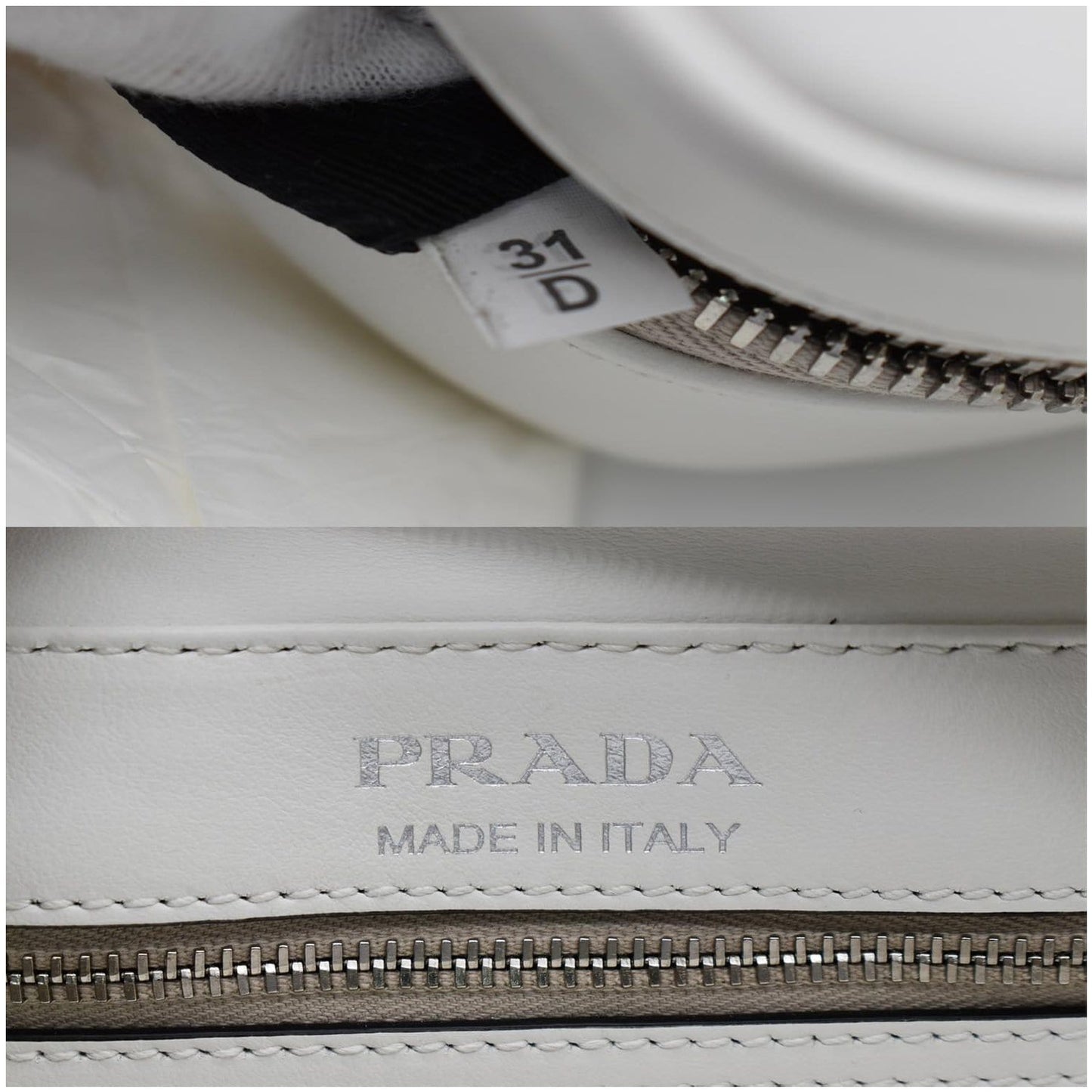 PRADA City Palm Tree Print Calfskin Leather Camera Bag White