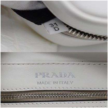 PRADA City Palm Tree Print Calfskin Leather Camera Bag White